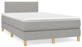 vidaXL Cama boxspring com colchão 120x190 cm tecido cinzento-claro