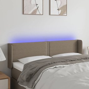 Cabeceira de cama c/ luzes LED 147x16x78/88cm cinza-acastanhado