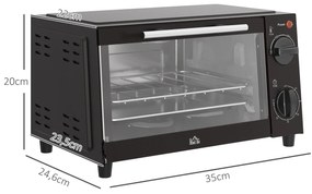 HOMCOM Mini Forno Elétrico 9L Forno Elétrico de Bancada 750W com Tempe