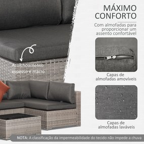 Outsunny Conjunto de Móveis de Jardim de Vime 4 Peças Mesa de Centro S