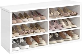 Banco para sapatos com espaço de arrumação e prateleiras ajustáveis 29,5 x 100 x 50 cm Branco