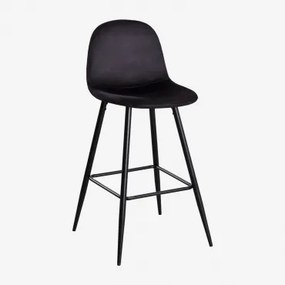 Pacote De 4 Bancos Altos Em Veludo Glamm Preto & Preto & ↑75 Cm - Sklum