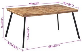 Mesa de jantar 169x98,5x76 cm madeira de teca maciça