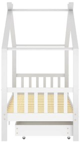 Estrutura cama criança c/ gavetas 90x200 cm pinho maciço branco
