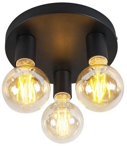 LED Candeeiro de teto inteligente moderno preto com 3 lâmpadas WiFi G95 - Facil Clássico / Antigo