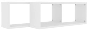 Prateleiras parede forma de cubo 2pcs contr. 60x15x23 cm branco