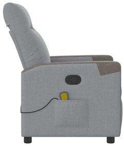Poltrona de massagens reclinável tecido cinzento-claro