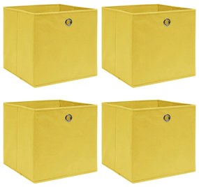 vidaXL Caixas de arrumação 4 pcs 32x32x32 cm tecido amarelo