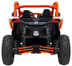 Carro elétrico para Crianças 2 Lugares 24V CAM-AM Buggy Maverick Turbo RR STRONG Motor 320 W, Rodas AR bombeado, assento couro ecológico Laranja