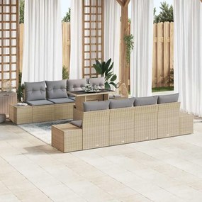 vidaXL Conjunto de Sofá de Jardim 7 Peças com Almofadas Bege em Rattan Sintético
