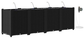 vidaXL Vaso de Jardim 4 pcs Preto 160 x 40 x 53 cm Aço