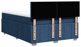 Cama com molas/colchão 160x200 cm tecido azul