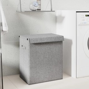 Cesto roupa suja dobrável 51x34,5x59cm linho falso/tecido cinza