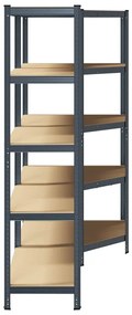 Estante 5 prateleiras 2 pcs madeira processada/aço antracite