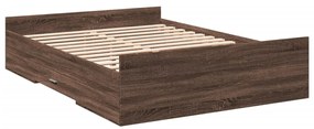 Estrutura de cama gavetas derivados madeira carvalho castanho