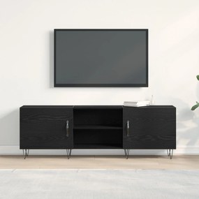 Armário para TV vidaXL Preto Carvalho 150x30x50 cm Madeira engenheirad
