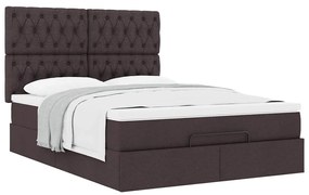 Estrutura cama otomana colchão 140x200cm tecido castanho escuro