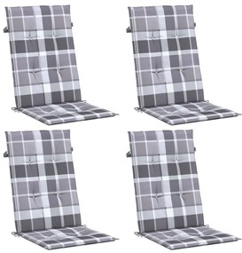 Almofadões cadeiras altas de jardim 4pcs tecido xadrez cinza
