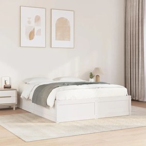 Cama sem colchão 140x200 cm madeira de pinho maciça branco