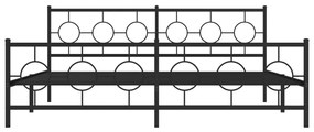 Estrutura de cama com cabeceira e pés 200x200 cm metal preto