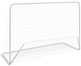 vidaXL Baliza de futebol com rede 182x61x122 cm aço branco