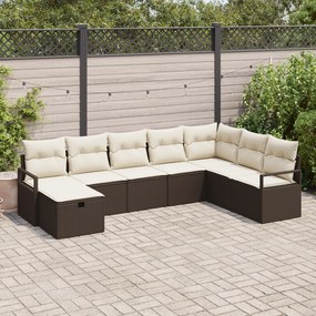 Conjunto de Sofás de Jardim vidaXL 8 peças com Almofadas Castanho Ratt