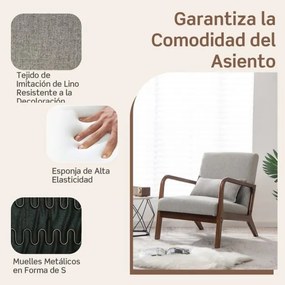 Poltrona Moderna com Estrutura em Madeira de Borracha Almofada Lombar Encosto Antiderrapante Almofadas Cinzenta