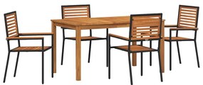 vidaXL Conjunto de Jantar para Jardim 5 pcs Preto Rattan Sintético