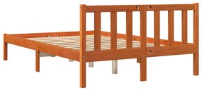 Cama sem colchão 140x200 cm madeira pinho maciça castanho-mel