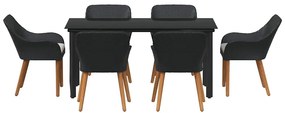 Conjunto de Jantar de Jardim com 7 Peças, Preto, em Rattan