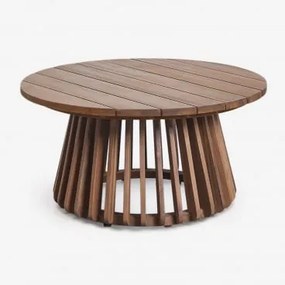Mesa De Centro Para Jardim Redonda Ø80 Cm Em Madeira De Acácia Mura Castanho Acácia - Sklum
