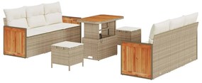 Conjunto de Sofá de Jardim Modular de 9 Peças com Almofadas Bege Ratta