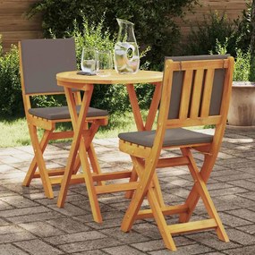 vidaXL Conjunto bistro 3 pcs Castanho Madeira de acácia maciça