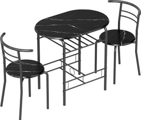 HOMCOM Conjunto de Mesa Moderna com 2 Cadeiras para Sala de Jantar, Conjunto 3 Peças Móveis Econômicos para Cozinha, Varanda, Restaurante ou Bar, Marrom e Preto | Aosom Portugal