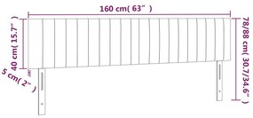 Cabeceira de cama c/luzes LED veludo 160x5x78/88 cm cinza-claro