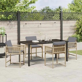 Conjunto de Jantar de Jardim com 5 Peças e Almofadas em Rattan Sintéti