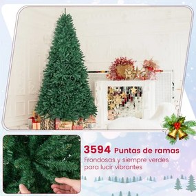 Árvore de Natal artificial de 2,70m não iluminada com base metálica dobrável Verde