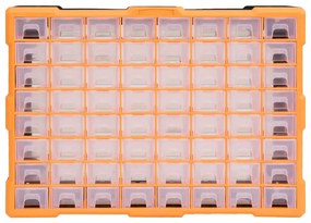 Caixa organizadora com 64 gavetas 52x16x37,5 cm