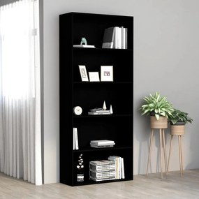 Estante com 5 prateleiras 80x30x189 cm contraplacado preto