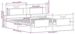 Estrutura cama sem colchão 160x200 cm metal carvalho castanho