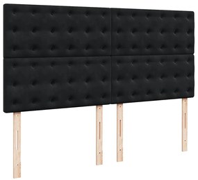Estrutura de cama otomana com colchões 160x200 cm veludo preto