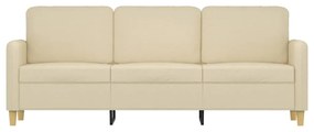 Sofá de 3 Lugares Chloé - Em Tecido - Cor Creme - 198x77x80 cm - Com o