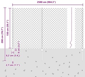 Conjunto de Cerca de Jardim Conjunto de 2 Verde Metal 25x1,5 m