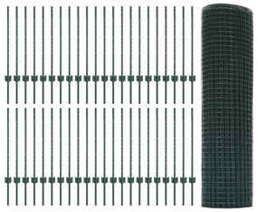 Cerca de Arame Soldado com 44 Postes U Verde 0.8x100 m Aço