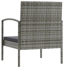 16 pcs conjunto lounge de jardim c/ almofadões vime PE cinzento