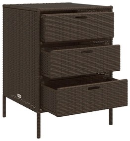 Armário de arrumação para jardim 55x59x80 cm vime PE castanho
