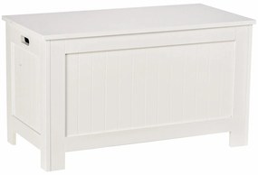 HOMCOM Baú Armazenamento Madeira Arrumação Dobradiça Segurança Carga Máxima 20 kg 81x40x46 cm Branco Estilo Moderno | Aosom Portugal