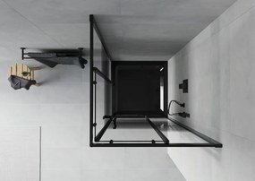 Mexen Rio cabine de duche quadrada 70 x 70 cm, riscas pretas, preto + base de duche Flat, preto - 860-070-070-70-20-4070B