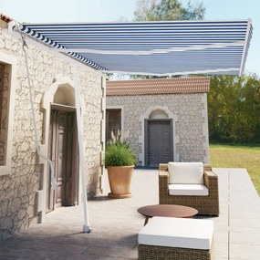 vidaXL Toldo automático independente 350x250 cm azul e branco