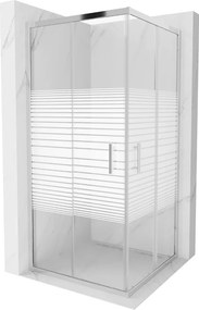 Mexen Rio cabine de duche quadrada 90 x 90 cm, faixas brancas, cromado - 860-090-090-01-20